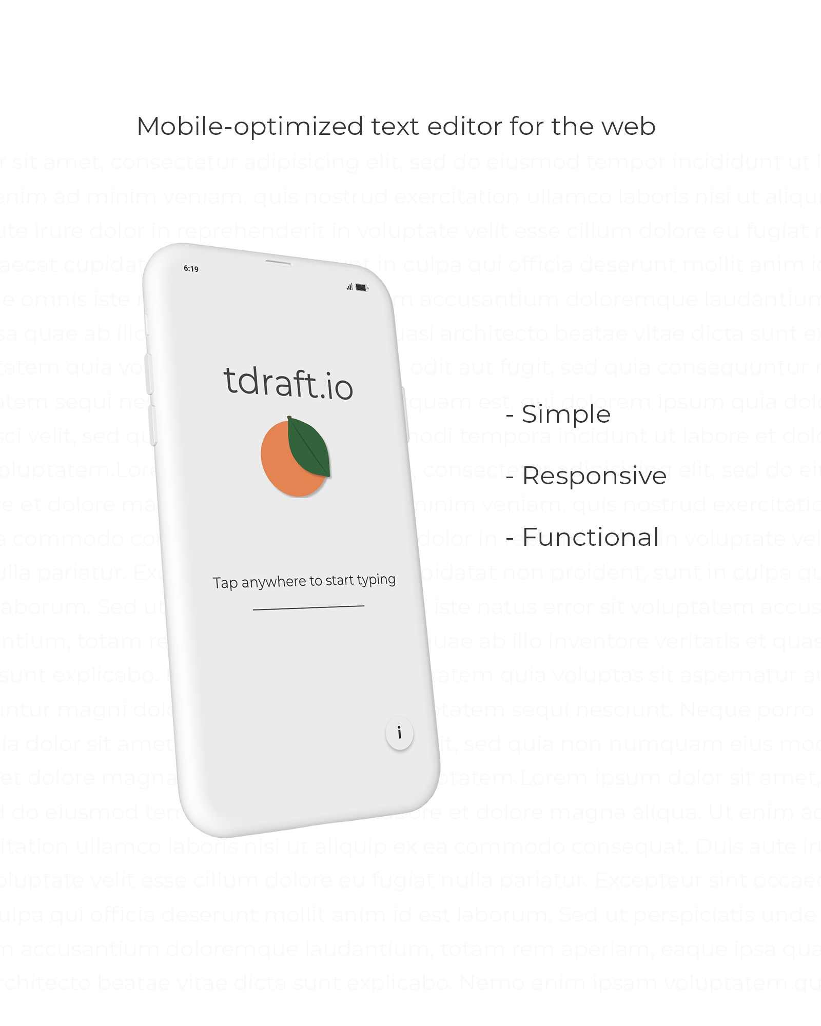 Mock-up of the mobile homepage of tdraft.io