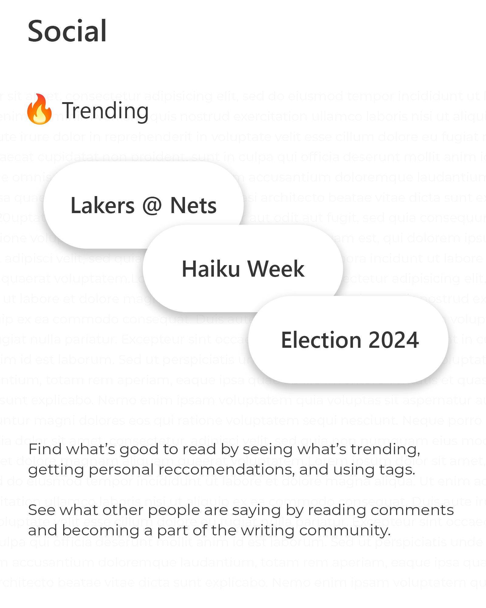 Mock-up of trending tags